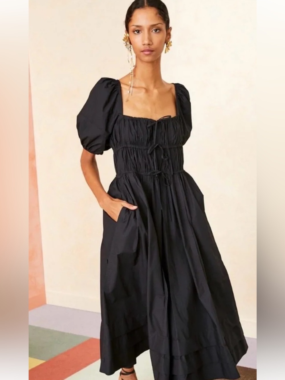 Ulla Johnson Palma Dress Cotton Puff Sleeve Euro Summer Romantic Prairie Midi 0